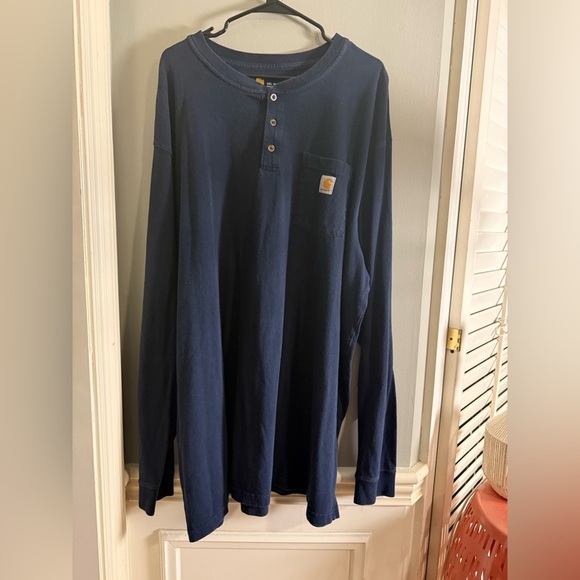 Carhartt Men's Navy Blue Henley Shirt - Picture 1 of 8